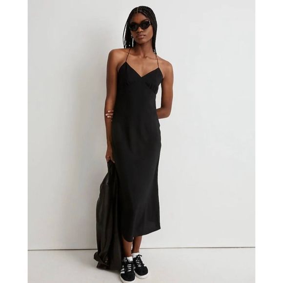 Madewell Layton Midi Slip Dress Black Size 00 - Picture 3 of 10